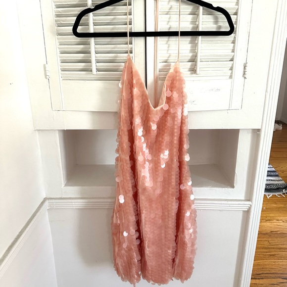 Zara Pink Sequin Mini Dress - Picture 1 of 8